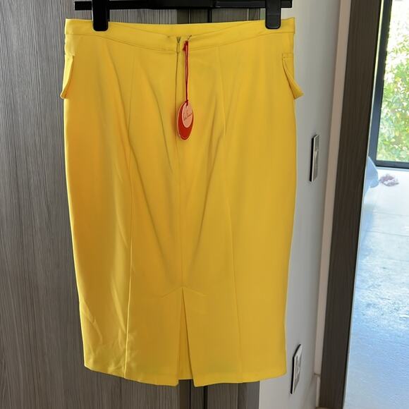 NWT $128 ANTHROPOLOGIE Eva Franco straight skirt banana yellow 8 - Picture 5 of 7